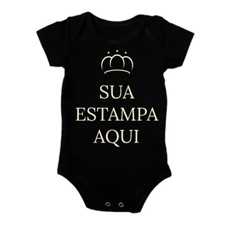 Body Infantil Bebê Preto ou Branco 100% Personalizado em DTF com Arte Estampa para Frente e Costas