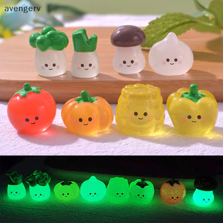 1Pc Luminoso Vegetais Ornamento Desenho Animado Abóbora Cogumelo Brócolis Boneca De Tomate Micro Landscape Dollhouse Miniatura Brinquedo
