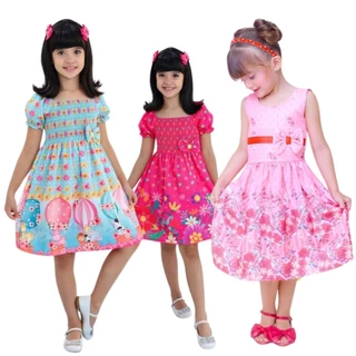 Vestido Infantil Menina Manguinha Floral Ciganinha Moda Evangélica