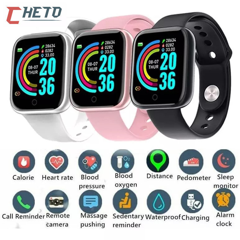 D20 Pro Y68 Smartwatch Relógio Inteligente Resistente Á Água Com Marcação De Batimentos Bluetooth -Envio Imediato