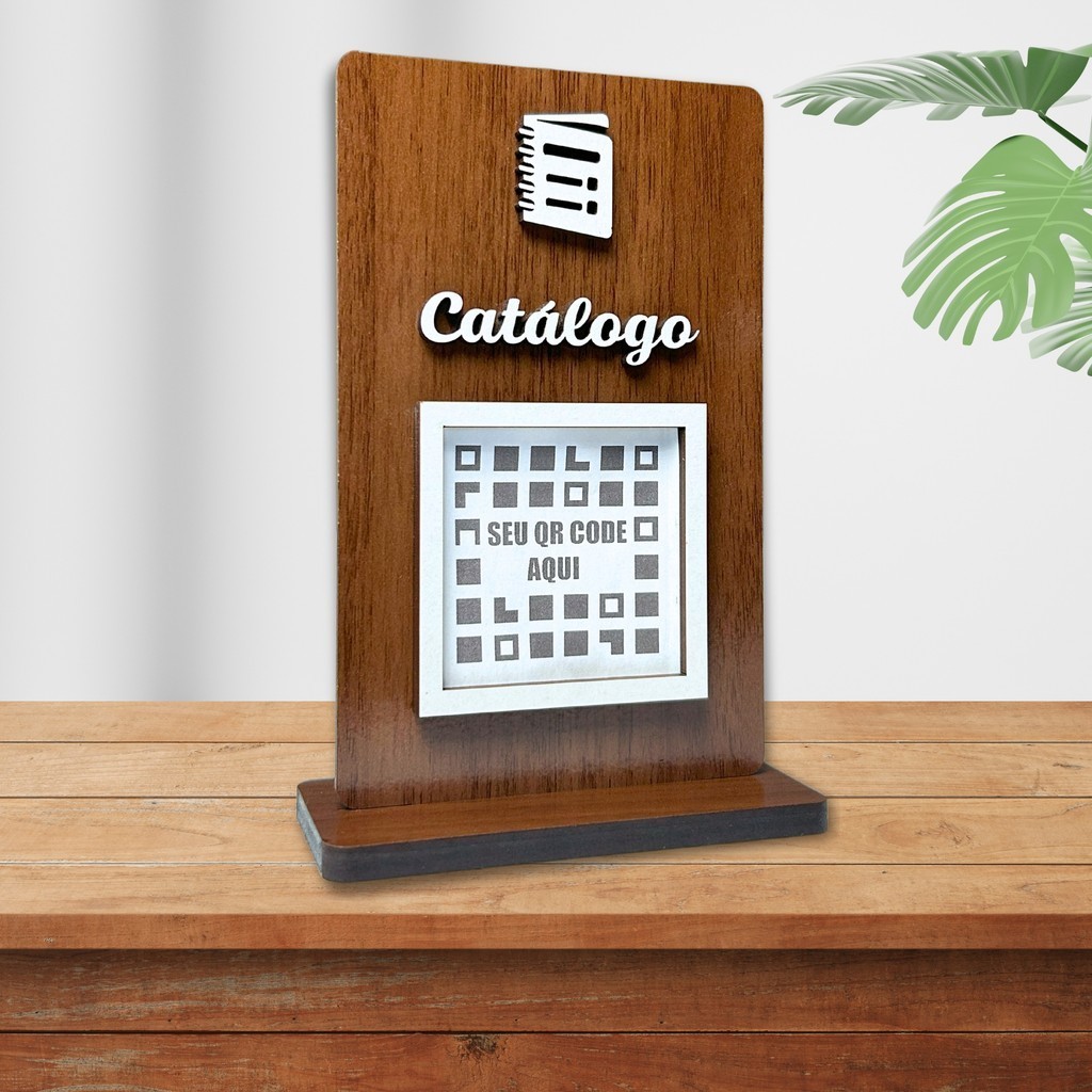 Placa QR Code Catálogo Madeira, display