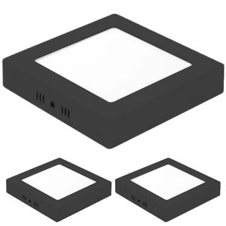Kit 3 Painéis Sobrepor Led Quadrado Preto 18w Frio 6500k alumínio iluminação residencial comercial