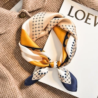 Respirável Multifuncional Lenços Quadrados Moda Feminina De Seda Decorativa Padrão De Luxo