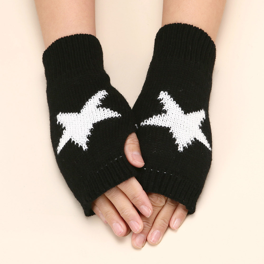小物 STONE  SOFT GLOVES Y2K Luvas De Malha Y2K Com Meio Dedo Star Hand Fingerless Soft Warm