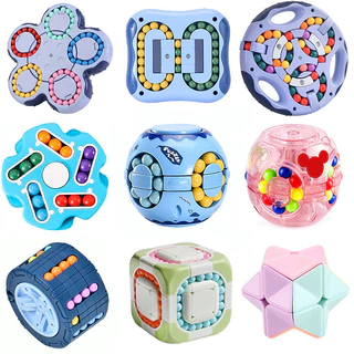 Grupo De Quebra-Cabeça Do Jardim De Infância Pequenos Brinquedos De Feijão Mágico Giratórios De Bola Plana Gyro Fingertip Burger Rubik's Cube E Magic Bean