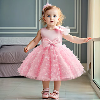 WFRV Baby Girl Summer 1a Festa De Aniversário Princesa Vestido De Noiva De Verão De Um Só Ombro Borboleta Chiffon Natal Para Meninas Tema Elegante