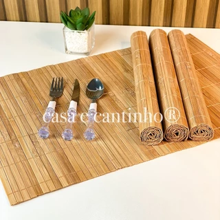 Kit 4 Peças Jogo Americano de Bambu Retangular Suplast, Souplast Para Mesa De Jantar