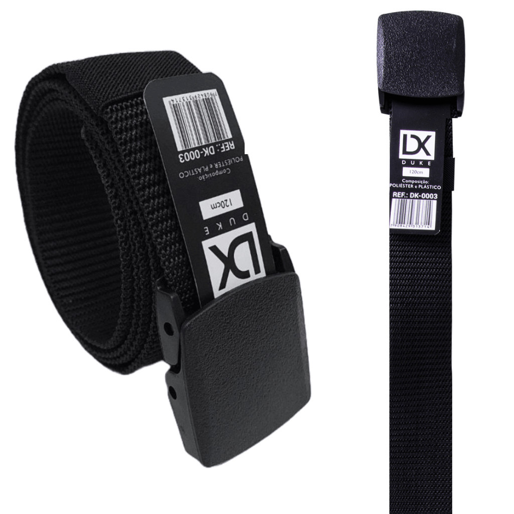 Kit 2 cintos largo masculino nylon fivela de pvc plástico preto