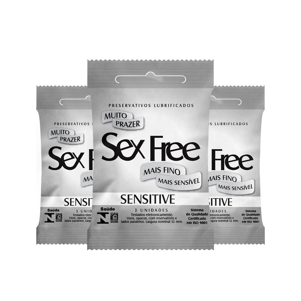 Kit 3 Preservativo Sex Free Sensitive Mais Fino 3 Unidades | Shopee Brasil