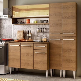 Armário de Cozinha Compacta 169cm Rustic Emilly Winter Madesa 08 em Oferta na Shopee