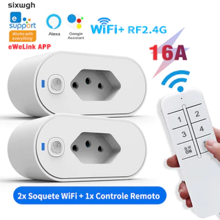 Wifi Tomada Inteligente De Controle Remoto Interruptor Suporte eWeLink App Alexa Google Casa Violeta