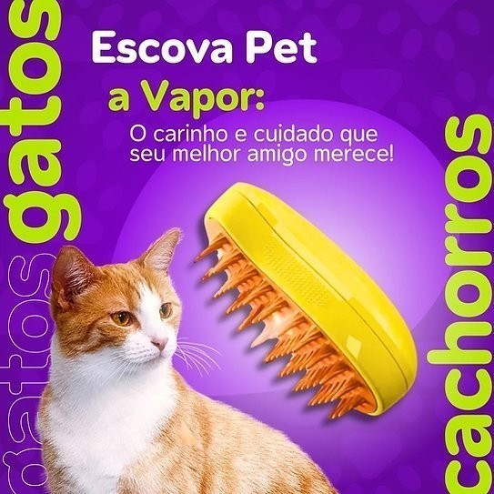 Escova Vapor 3 Em 1 Tira Pelo Pet Recarregável Usb Cão Gato JY-96 ...