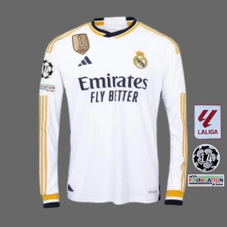 1:1 Tailândia Qualidade 2023 2024 Real Madrid Manga Longa LS Camisetas BELLINGHAM 5 VINI JR. RODRYGO Personalizar Nome Número Camisas De Futebol HJMDL