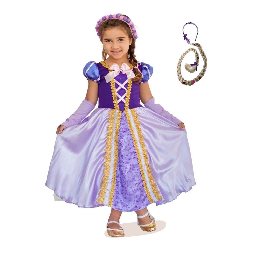 Vestido Fantasia Infantil Menina Princesa Rapunzel Enrolados