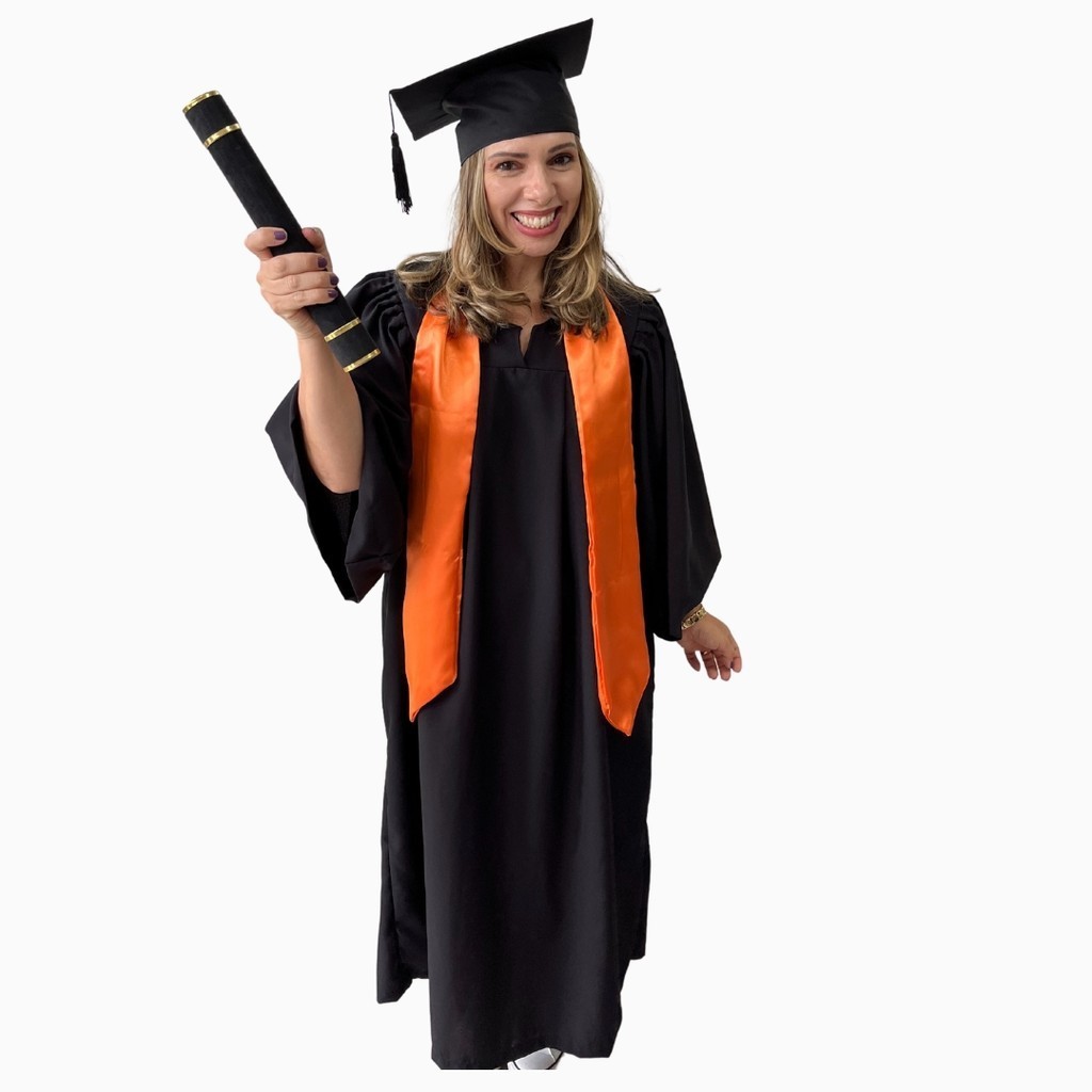 Beca de Formatura com Faixa Laranja | Shopee Brasil