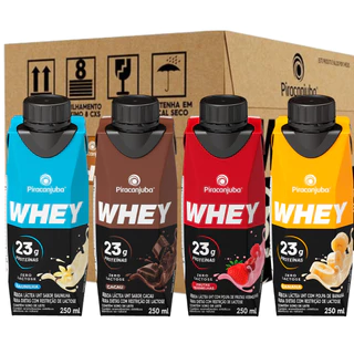 Pack 12 unidades Bebida Láctea Whey 23g de Proteína Piracanjuba Zero Lactose Pronto para Consumo