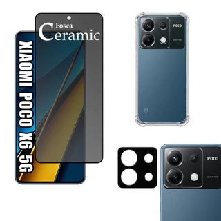 KIT Para Xiaomi Poco X6 5G | Película Privacidade Fosca 9D - Capa - Película da Câmera 3D