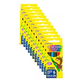 Giz de Cera Acrilex 06 cores KIT 12 unids