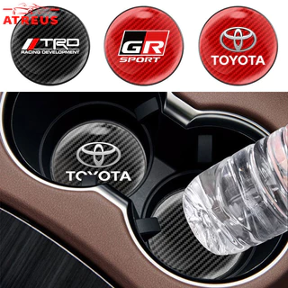 1Pc Toyota Porta-Copos Redondos De Fibra De Carbono Almofada Antiderrapante Para Toyota Corolla Cross Hilux SW4 RAV4 Yaris Sedan Hatch Etios