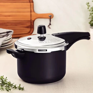 Panela De Pressão Alumínio Tramontina Vancouver Effect 4,5 Litros Preta Antiaderente Resistente Cozimento Rápido Cozinha