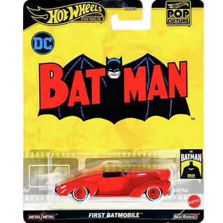 Hot Wheels HDX63 Pop Cultura B Alloy Batman FIRST BATMOBILE BATMOBILE Cultura de pneu de borracha com fundo de ferro