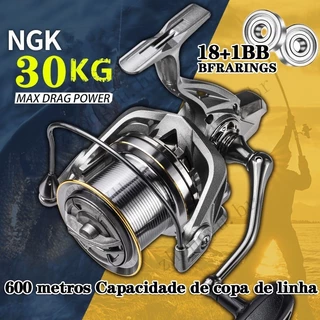Ngk8000 Novo tipo de carretel de pesca fundido Tensão máxima 30K 4.8: 1 Engrenagem mais do que água salgada e pesca em água doce 18+1BB Fundição longa com descarga de roda de pesca com alarme de potência