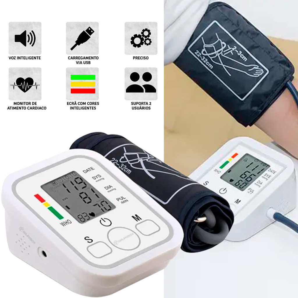 Aparelho De Medir Pressão Arterial Digital Voz Inteligente | Shopee Brasil
