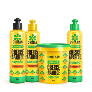 Kit Shampoo, Condicionador 300mL, Máscara 450g e Finalizador 300mL Chikas Cresce e Aparece