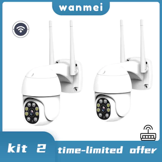 kit 2 Câmera De Segurança IP WiFi 360 Graus 1080P FHD CCTV-Light Flash Night Vision Ip6 IR À Prova D