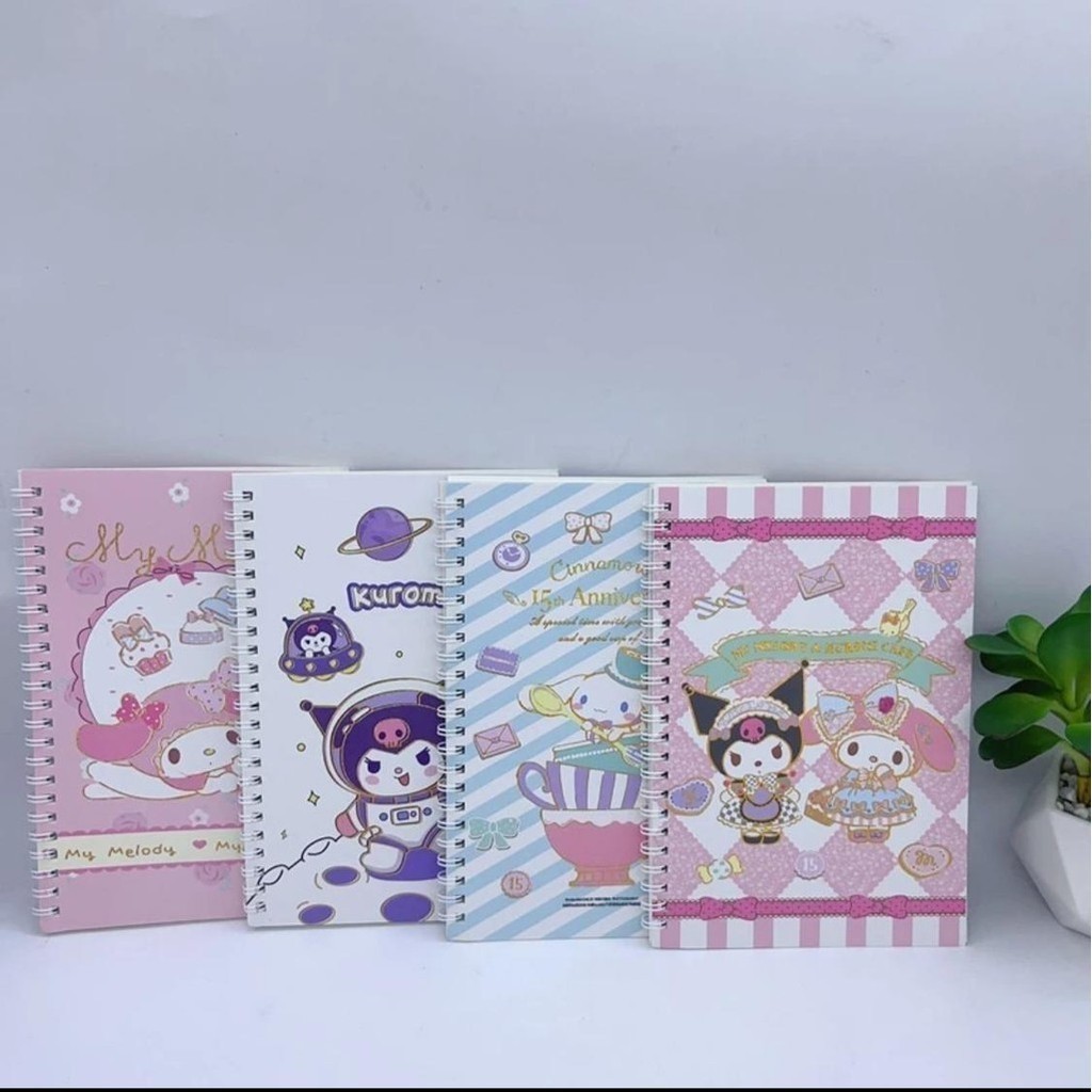 Gc Notabook Diário MEMO SPIRAL Livro A5 Papel Colorido SANRIO KUROMI ...