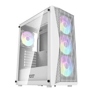 Gabinete Gamer Aigo DarkFlash DK352Mesh,Mid-Tower,Lateral de Vidro, Com 4Fans,Branco,DK352WH-MESH-4F