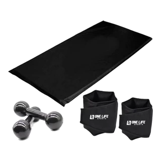 Kit Treino Funcional Em Casa - Par Caneleira 3 Kg + Colchonete + Par Halter Emborrachado 2Kg