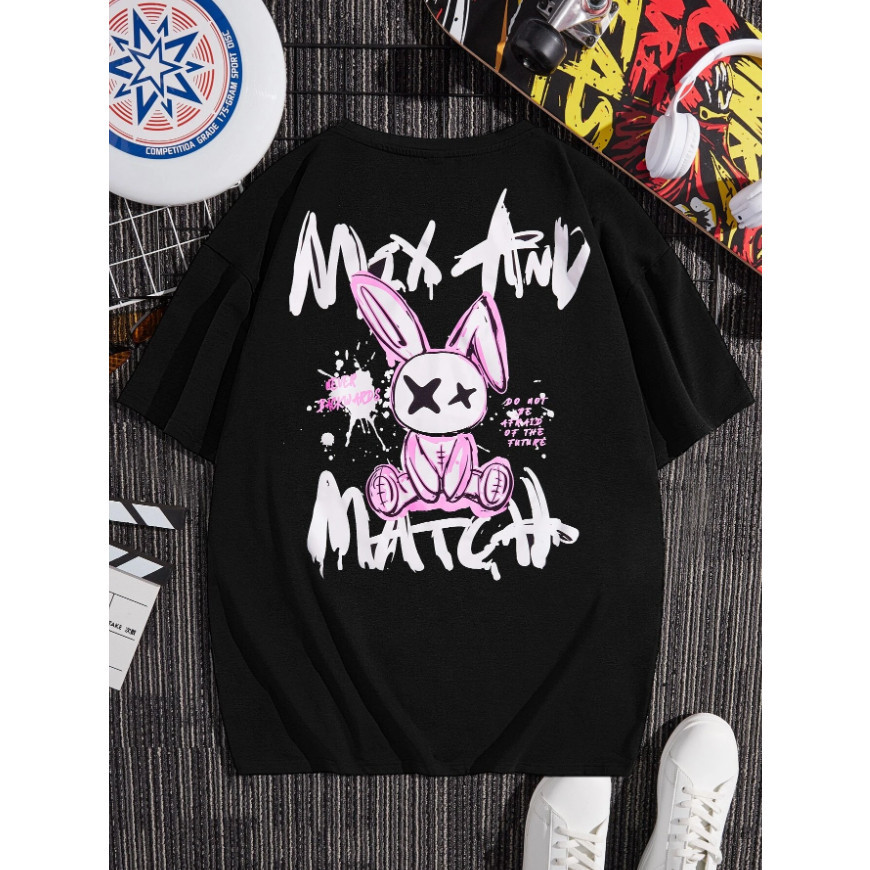 Camiseta Premium Old School Estampa Coelho Grafite Skate Streetwear Mix Match Blusa Unissex