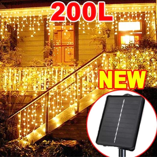 Novas Luzes Solares De Sincelo De Fadas 96/200 LED De Cortina De Luz De Natal À Prova D