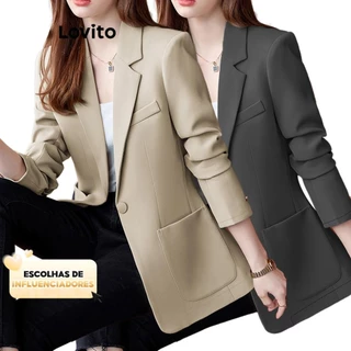 (KOL‘s pick) Lovito Blazer Lisa com Botões na Frente Elegante para Mulheres LNE21205 (Multicolorido) em Promoção na Shopee (KOL‘s pick) Lovito Blazer Lisa com Botões na Frente Elegante para Mulheres LNE21205 (Multicolorido)