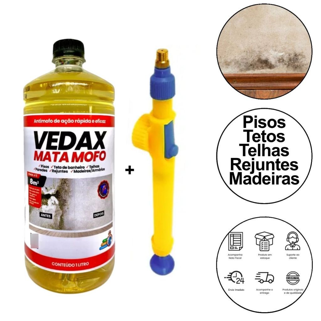 Mata Tira Mofo + Pulverizador Parede Teto Piso Armario Elimina 100% 1 ...