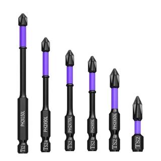 [Royallady11 Útil] 6 Pcs PH2 Cabeça De Lote Magnético Chave De Fenda Cruzada Parafuso De Broca De Impacto 25-150 Mm