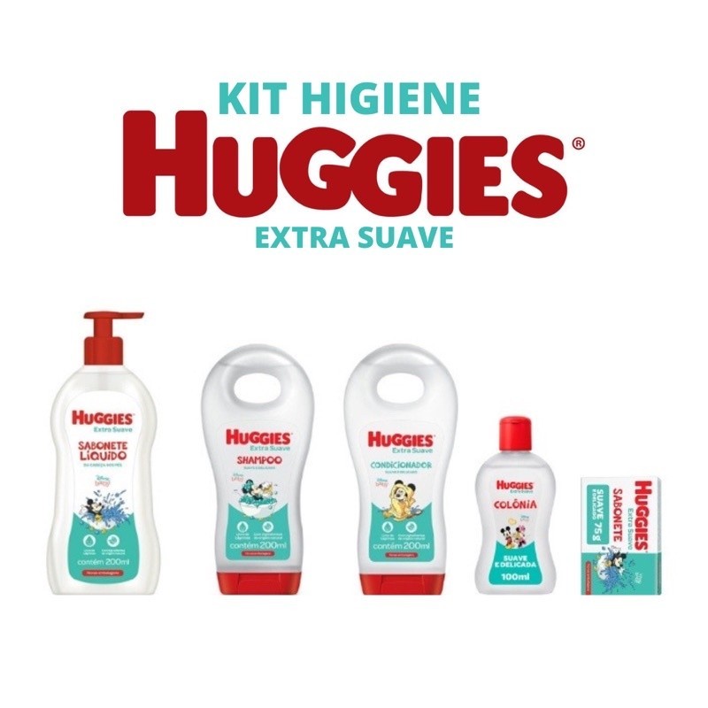 kit higiene infantil Huggies extra suave livre de lágrimas 5 itens bebê