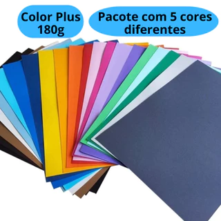 Papel Color Plus 180g 50 Folhas A4 com 5 Cores Diferentes Masterprint