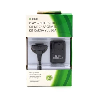 Bat. Para Controle X-Box 360 Com Cabo e Carregador Preto