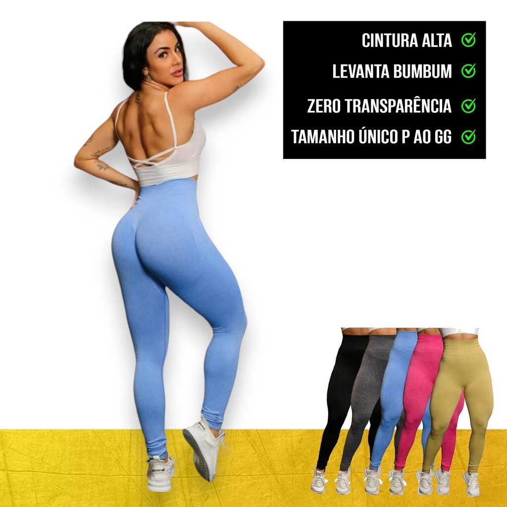 Calça Leg Legging LISA LEVANTA BUMBUM Cintura Alta Fitness Treino ...
