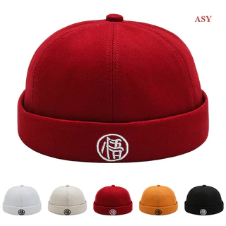 ASY Novelty Fold Skullcap Vintage Cor Sólida Boné Marinheiro Chapéu De Melancia Homens Balde Sem Borda De Algodão Ajustável Mulheres