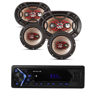 Kit Fácil Bravox 6 + 6x9 Triaxial/Quadriaxial + Som Automotivo BT Usb Evolve New Trip Multi - P3364