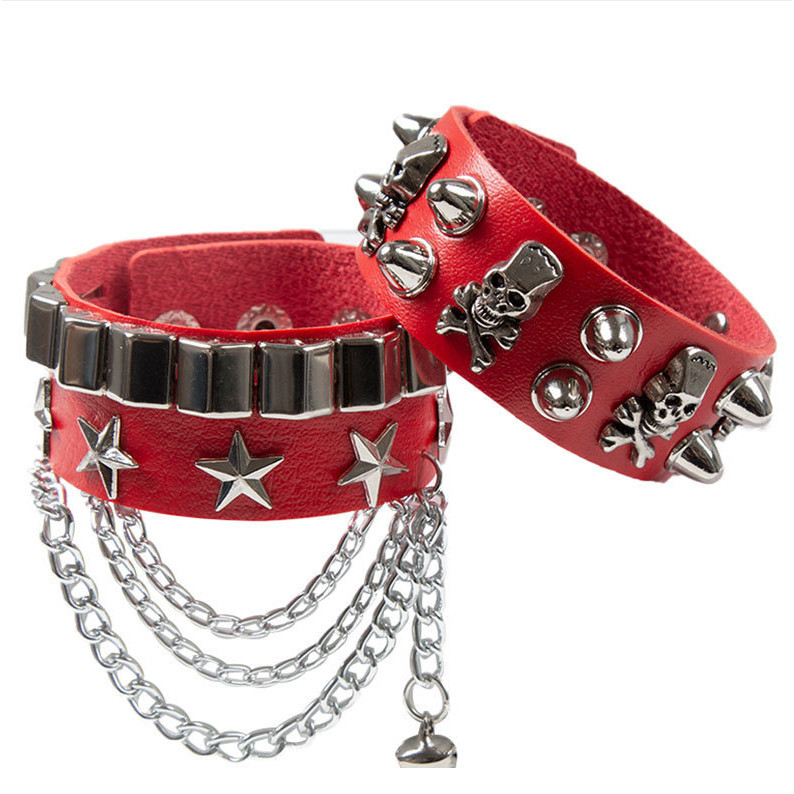 Pulseira Punk Tassel De Couro Preto Para Mulheres Homens Pulseiras