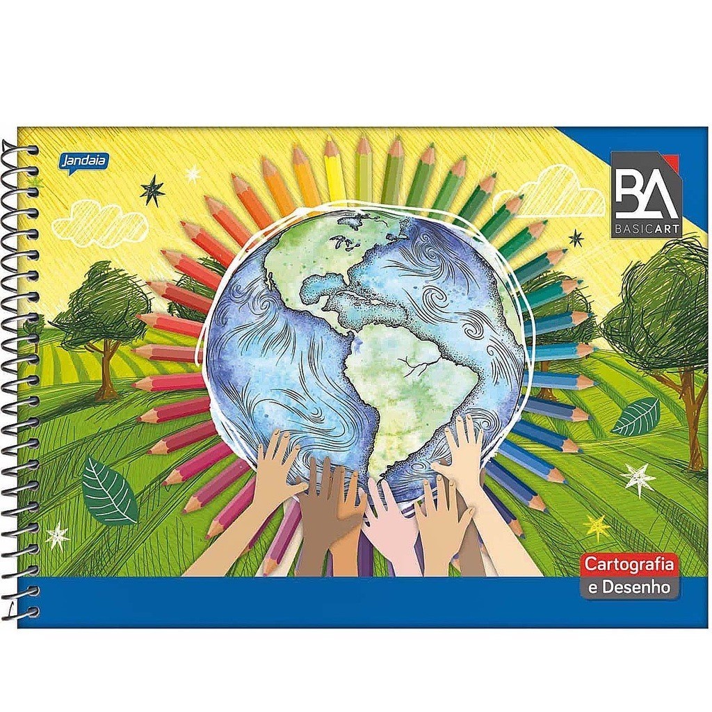 Caderno Espiral Cartografia E Desenho Capa Flexível 96 Folhas Basic Art ...