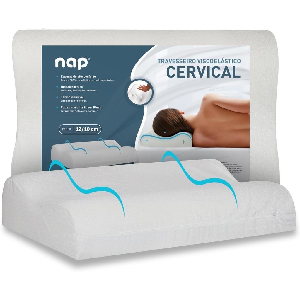 Travesseiro Nasa Ortopédico Cervical Pró Espuma D40 Anti ácaro para fronhas 50x70cm