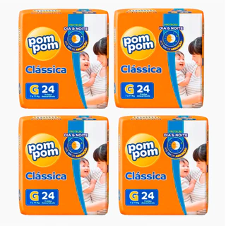 FRALDA POM POM CLASSICA G 24UN Kit com 4 Pacotes