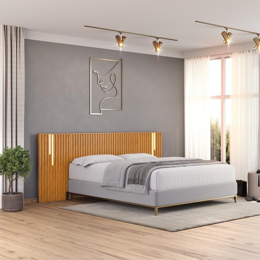 Cabeceira Ripada Para Cama Casal E Queen Com Led Alice Ype Shop JM ...