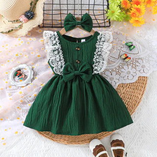 Vestido De Bebê Menina Recém-Nascidos 6 Meses-3 Anos Moda Verão De Renda Sem Mangas Botão De Volta Fofa Vestidos De Princesa Infantil
