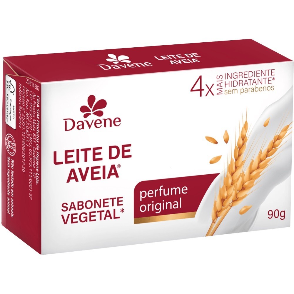 SABONETE VEGETAL LEITE DE AVEIA CLASSICO 90G DAVENE